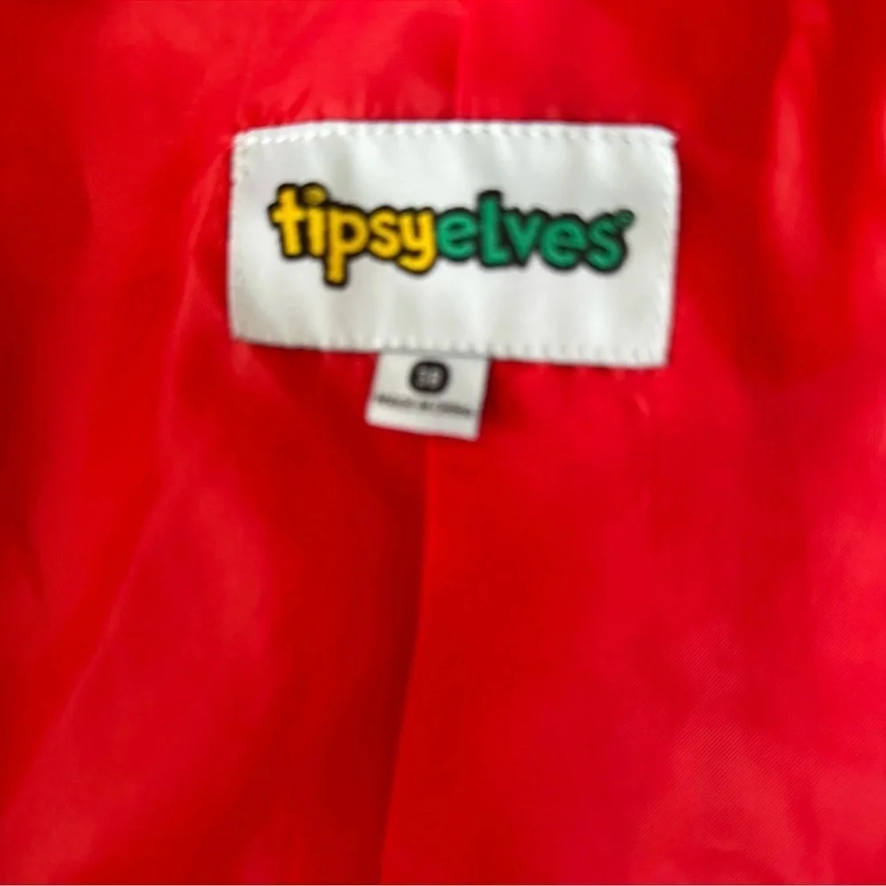 Tipsy Elves Red White Furry Santa Blazer Jacket Men 38 (S) Christmas Party $100